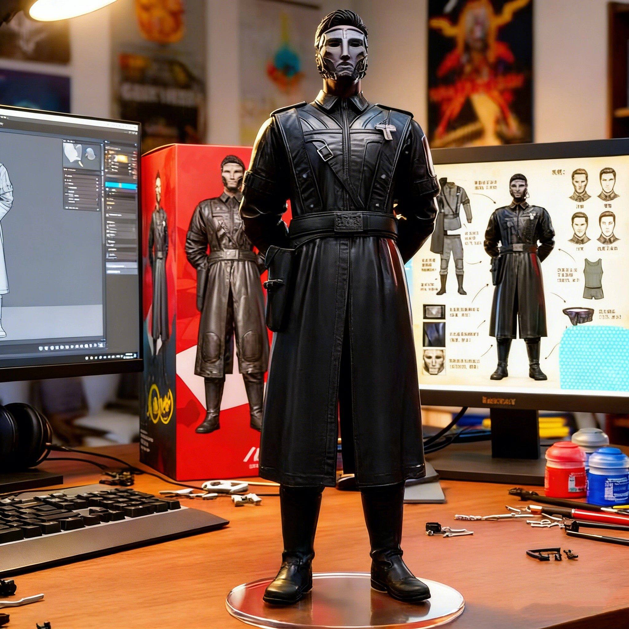 新作のデルタフォース・ウォーデン・ゲロス（黒色モデル）の3Dプリントフィギュアは、高さ約18cmです。