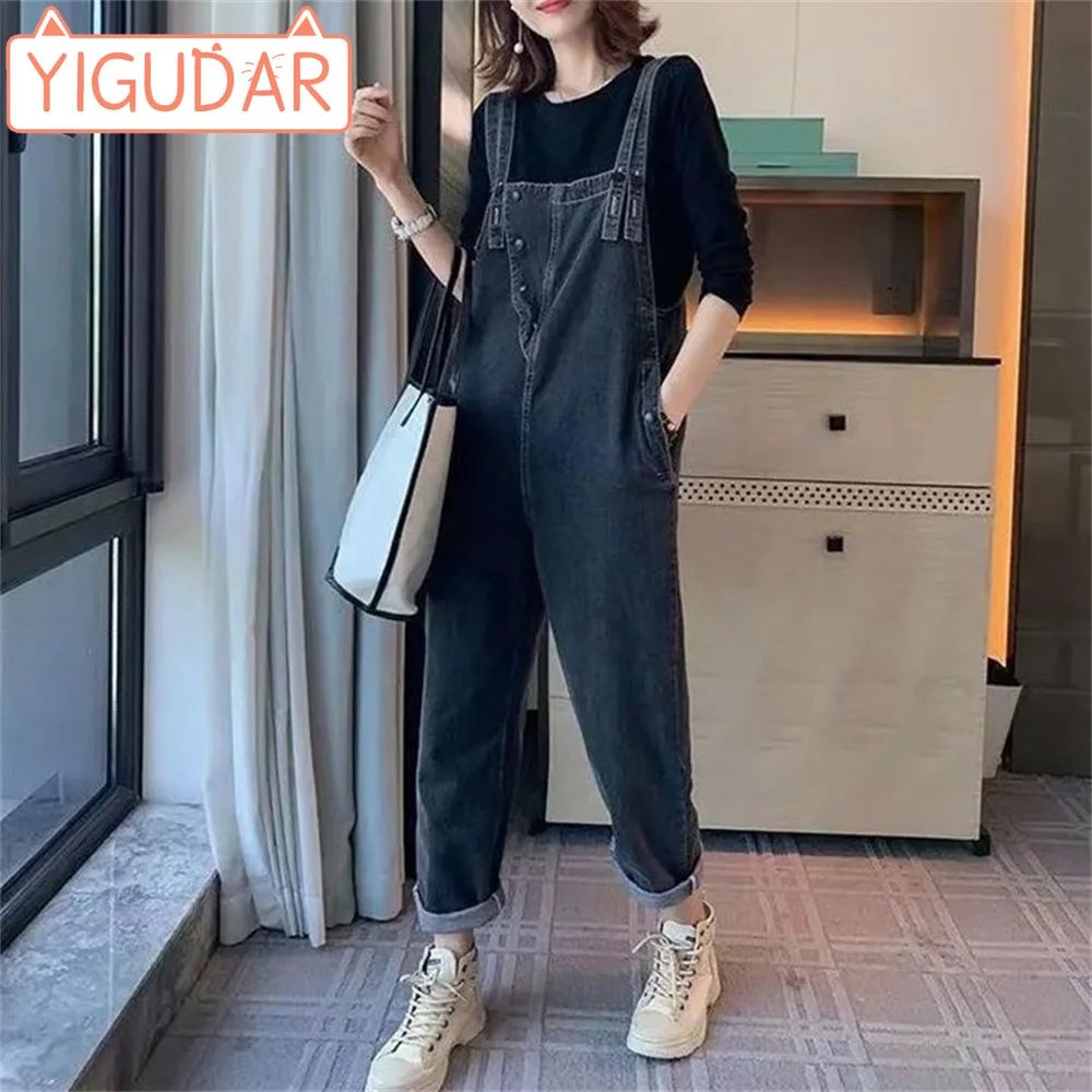Maternity Dress Denim Jeans Women Casual Fashion Suspenders-