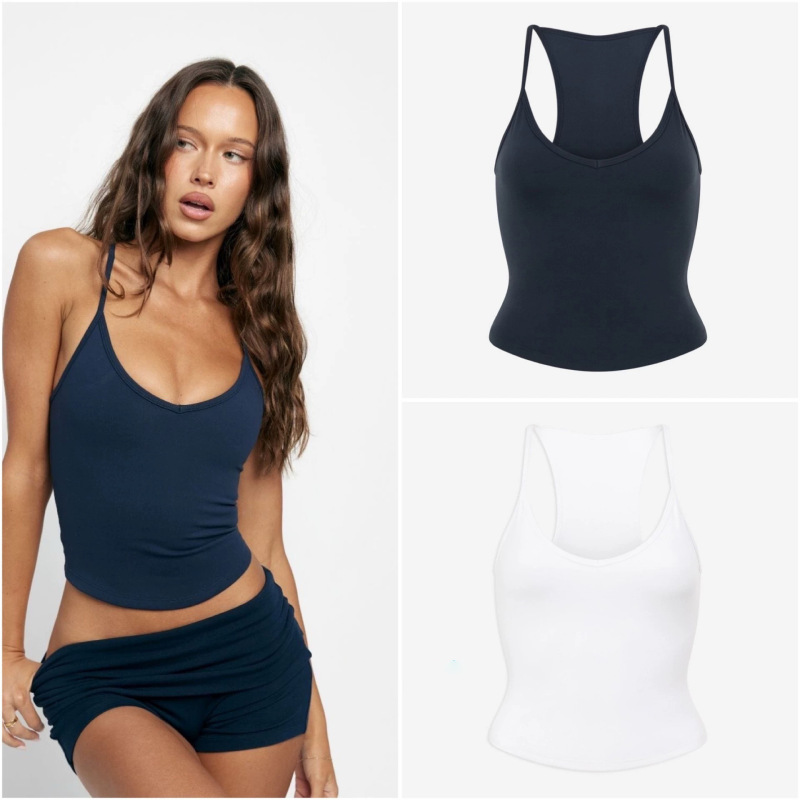 Csb Same Style Yoga Sports Fitness Tank Top for Women with Chest Pads, High Elasticity, Quick-Drying, U-Neck, Naked-Feel Dance Camisole Bra Csb Same Style Yoga Sports Fitness Tank Top for Women with Chest Pads, High Elasticity, Quick-Drying, U-Neck, Naked-Feel Dance Camisole Bra