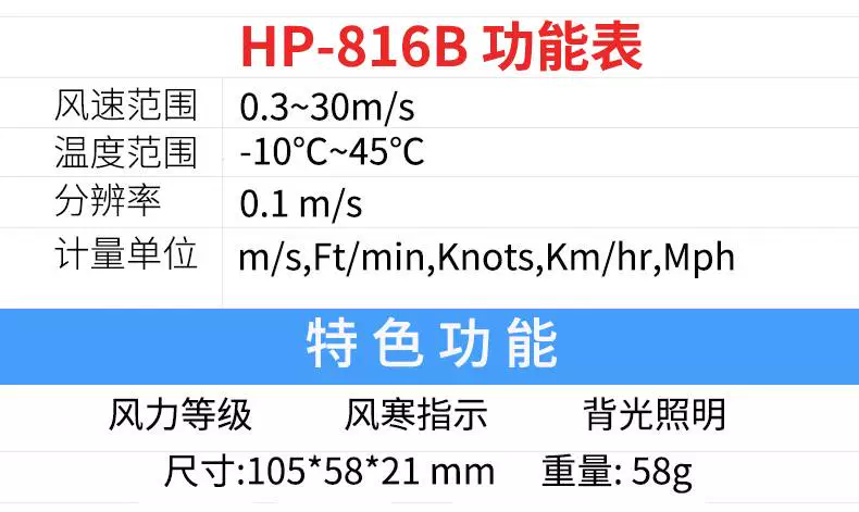 Huapu máy đo gió cầm tay có độ chính xác cao máy đo gió máy đo gió thể tích không khí máy gió loại cốc đo tốc độ gió dụng cụ