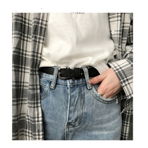 Japanese FC soft small belt for women simple and versatile black buckle thin belt versatile fashionable jeans belt