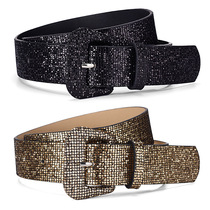 Japan FC new plaid shiny covered buckle wide belt for women fashion retro decorative pin buckle belt for women