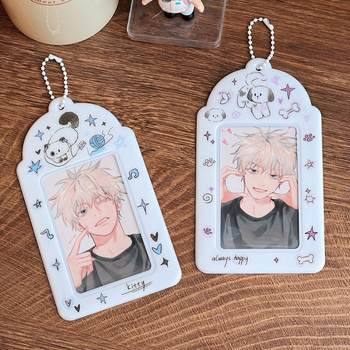 Monochrome graffiti small animal pvc card cover pvc star chase small card storage set polaroid meal card protective cover bag hanging