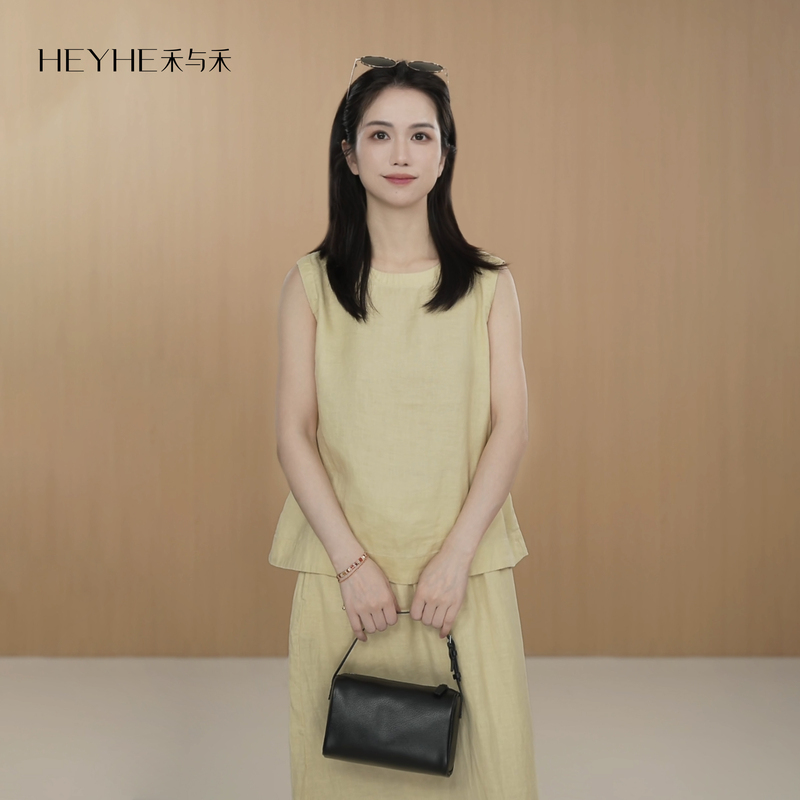 Xiaohe【Sunflower】100% Hemp Skin-Friendly Breathable Sleeveless Daily Commute Casual Half Skirt Summer Set