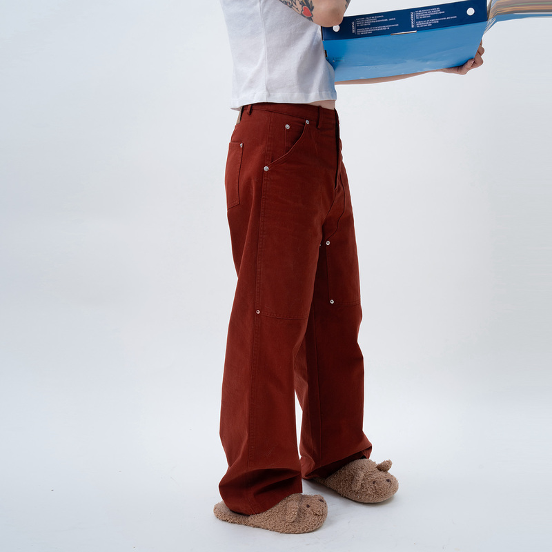 Link Exchange Classic Wide-Leg Lumberjack Cargo Pants_Low-Waisted Casual Trousers