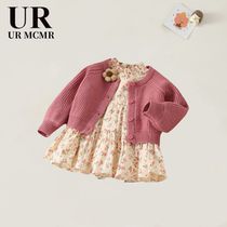 (Removal Area) Brand Counter) Girls Autumn Autumn Clothes Baby Girl Sweet Western Sweater Jacket Floral