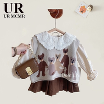 (Counter removal area) Brand counter) Childrens clothing girls three-piece set spring and autumn style small and medium-sized childrens western style suit