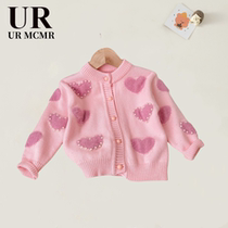 (Counter removal area)) Brand counter) Childrens Korean style solid color love versatile sweater autumn and winter tops new style