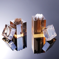 Japan imported MUJIE creative high-end household crystal glass toothpick box with lid light luxury cotton swab bucket cotton swab tube