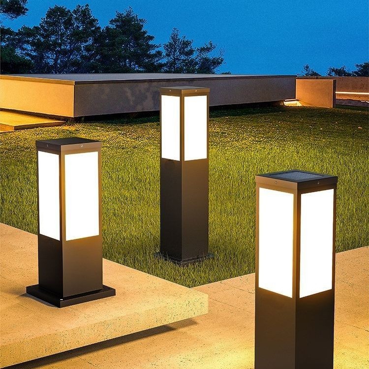 Solar lawn light, outdoor garden light, waterproof villa landscape lawn light, community garden light, square stainless steel
