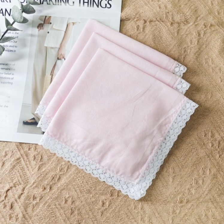 Retro Nostalgic Lace Pink Handkerchief for Women, Portable Sweat-Wiping Handkerchief, Wedding Gift Decoration Towel, Multi-Purpose Special Offer