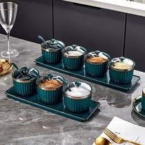 Seasoning box multi-compartment storage salt MSG bottle salt shaker jar household seasoning box jar combination set kitchen supplies