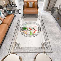 New Chinese Living Room Tile Ground Mat Xuan Guan Rug Brick Jigsaw Puzzle Rock Plate Ground Parquet Bright Light Floor Tiles All Porcelain Nine Fish Plot