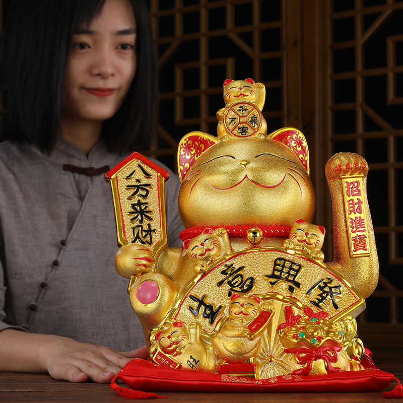 Golden Merchants Cat Swing Piece Electric Automatic Recruiter Shake Hands Shop Opening Gift Deposit Money Jar Small Hall Home Decoration Pint