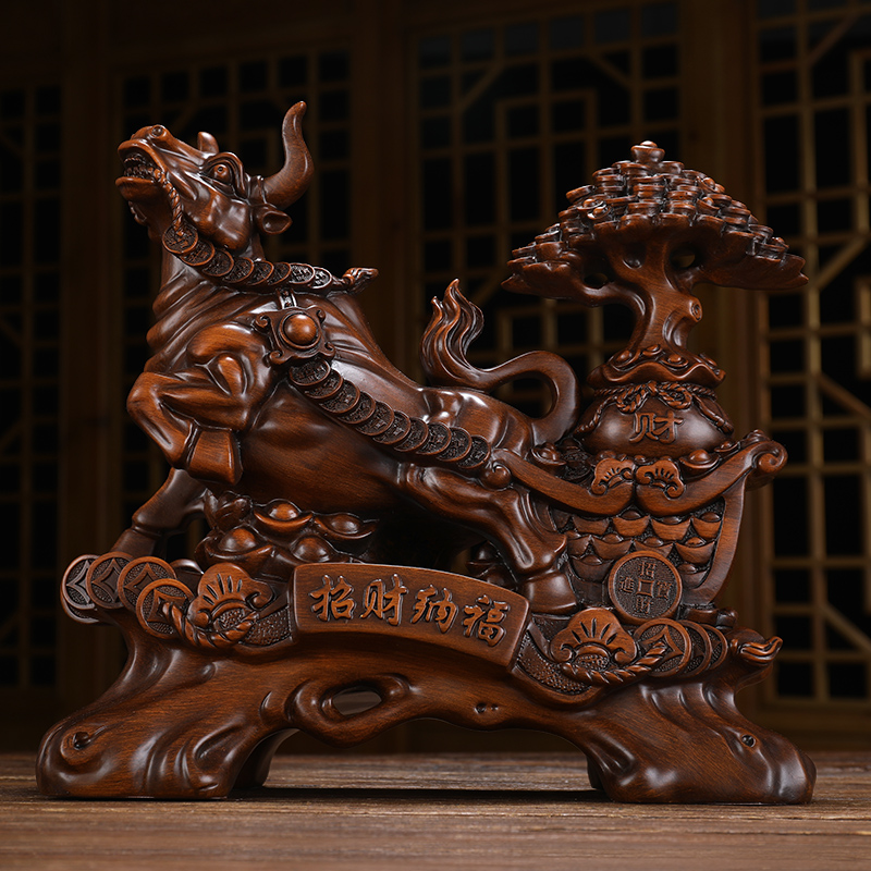 Cattle ornaments Zhaocai Cattle to Gan Kun Year of the Ox mascot boss office table home living room housewarming opening gift