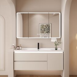 Cream Style Bathroom Cabinet Ceramic Integrated Basin Bathroom Washbasin Washbasin Cabinet Combination Washbasin Bathroom Cabinet