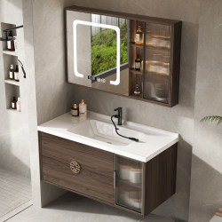 Modern New Chinese-Style Bathroom Cabinet Combination with Integrated Ceramic Basin, Bathroom Sink, Ceramic Hand-Washing and Face-Washing Basin Cabinet