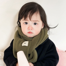 ins scarf warm and thick autumn and winter Korean style knitted baby scarf for boys and girls small month old baby single color versatile