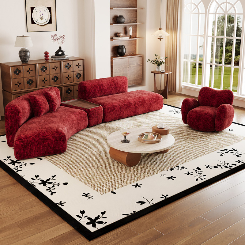 Second-Hand Curved French-Style Sofa for Living Room, Clothing Store, Office Reception, Negotiation, Hotel Lobby, Business Rest Area