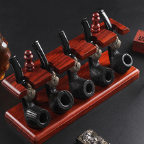 High-end red sandalwood five-position pipe rack European-style semi-circular detachable Roman-style multi-position vertical rack base