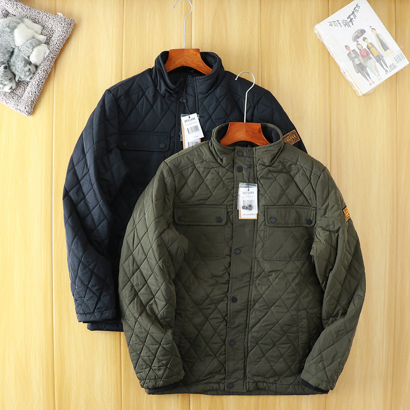 French Foreign Trade Windproof and Wear-Resistant Quilted Cotton-Padded Autumn and Winter Men's Retro Barn Style Stand-Up Collar Cotton Coat Hunting Jacket