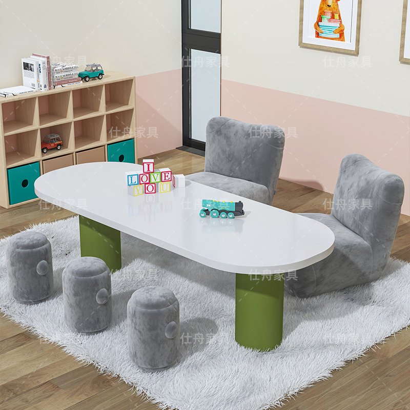 Kindergarten Children's Study Table Painting Table Sales Office Toy Table Solid Wood Desk and Chair Set Training Early Education Table and Chairs