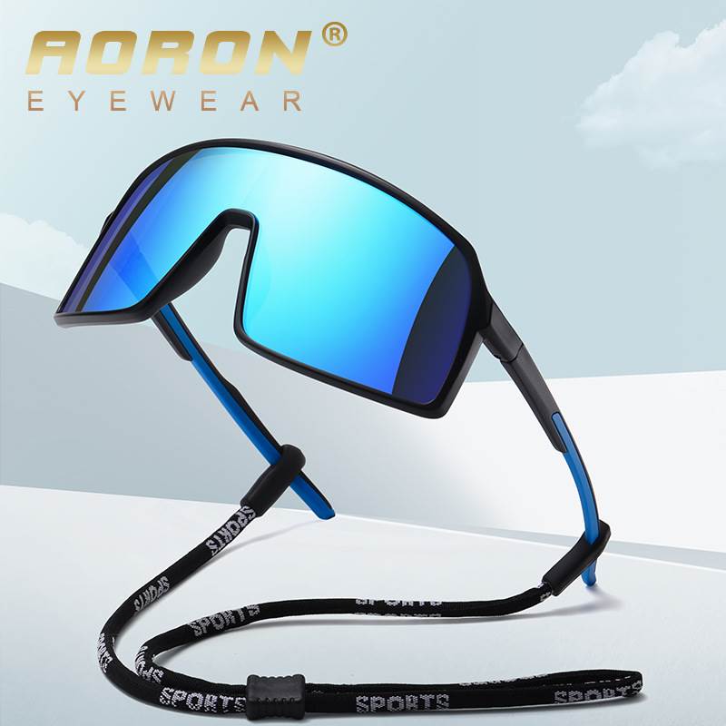 New TR90 conjoined large frame sunglasses trendy male polarized motion ink mirror riding sunglasses wind glasses 3034-Taobao