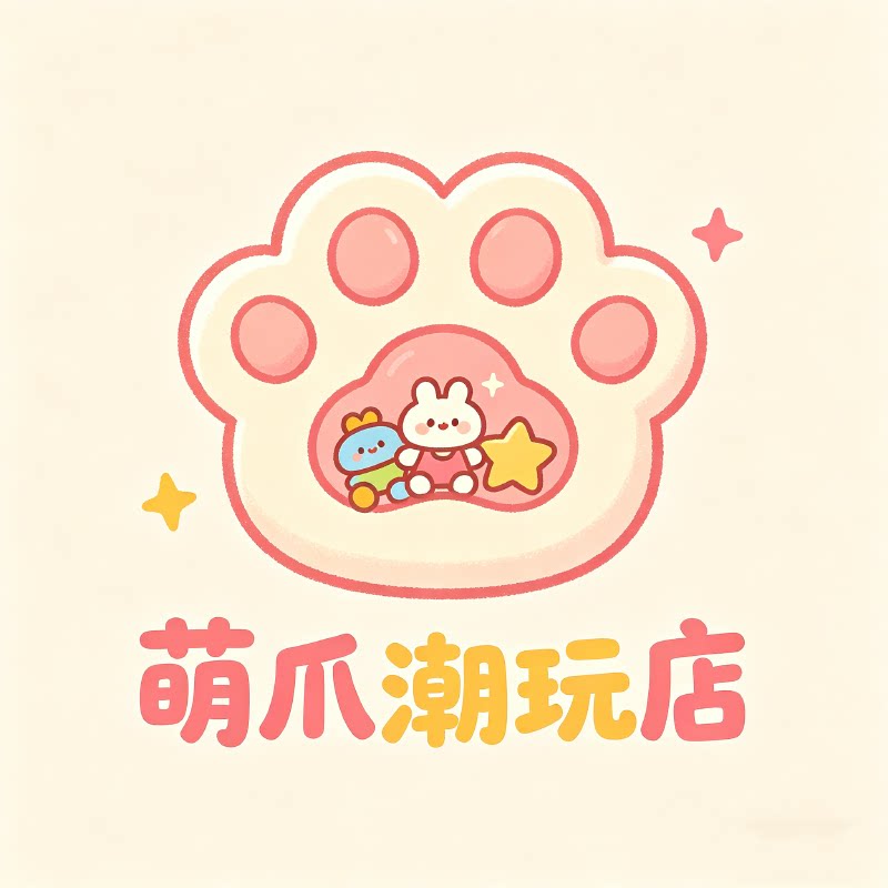 萌爪潮玩店的LOGO