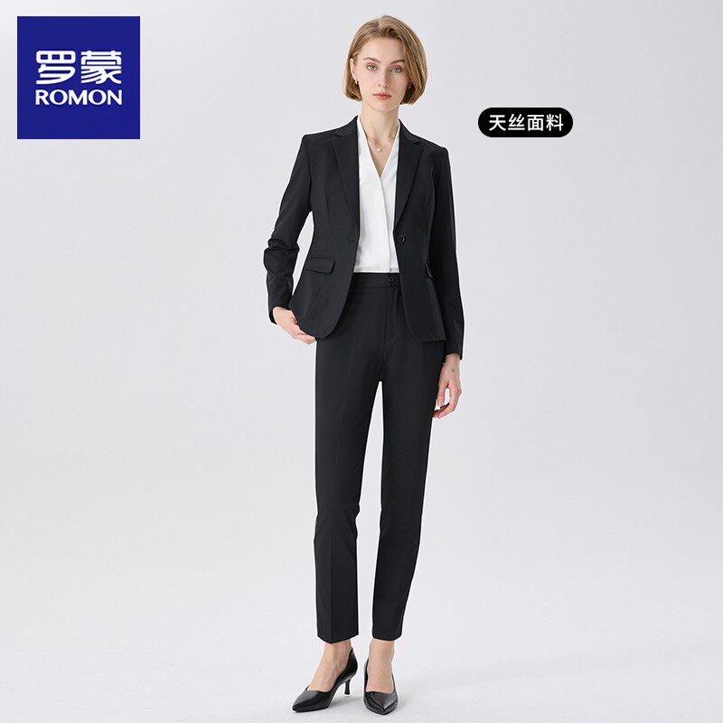 Новый пиджак от Tencel Lyocell Romon's, женская профессиональная официальная одежда для собеседований, черный костюм