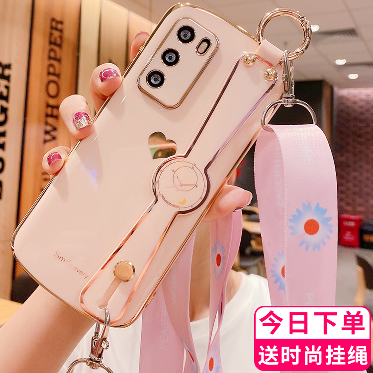 Huawei p40pro mobile phone protection shell p40 upscale women's soft shell silica gel plated shell full package lens anti-fall oval protective sleeve personality creative limited edition light extravagant ultra thin protection shell with hanging rope