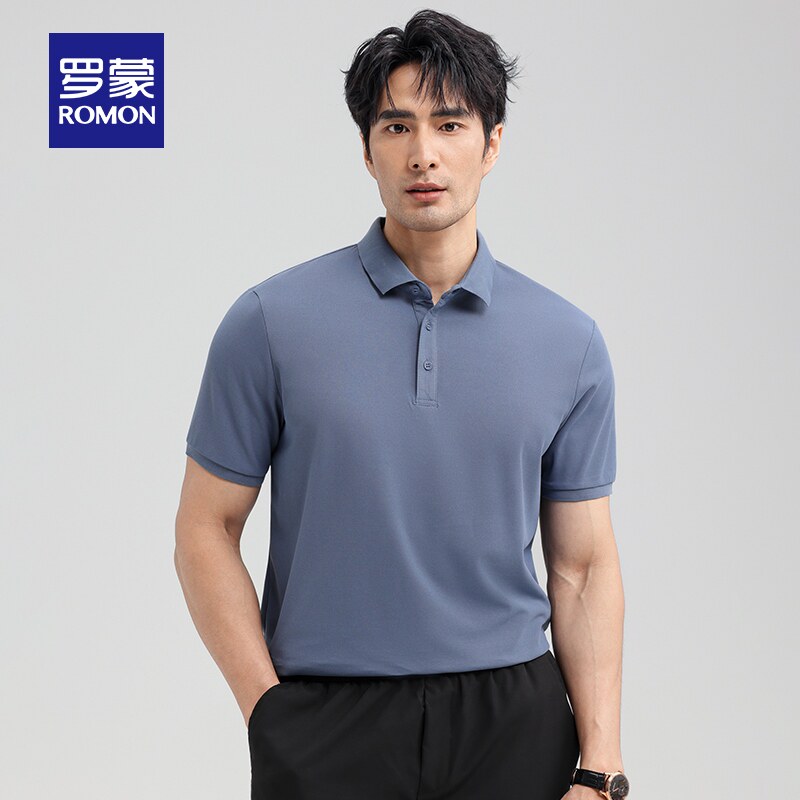 【夏季套装合集】罗蒙男士商务休闲短袖POLO衫薄款T恤直筒休闲裤