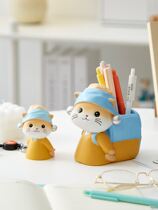 High gear cute kitty pen holder swing piece office desktop decoration student practical containing teachers section gift girl