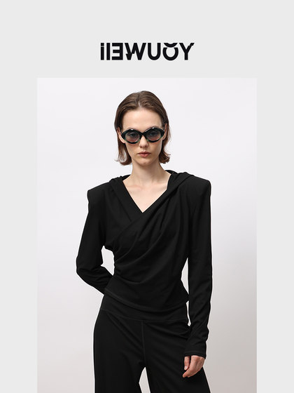 YOUWEI内搭长袖T恤抽褶瑜伽连帽衫Y1223405
