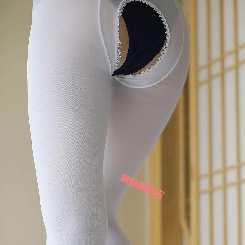 100D high school student Lori silk stocking velvet pantyhose single face plus crotch white open gear sexy silk stocking empty pure color-Taobao