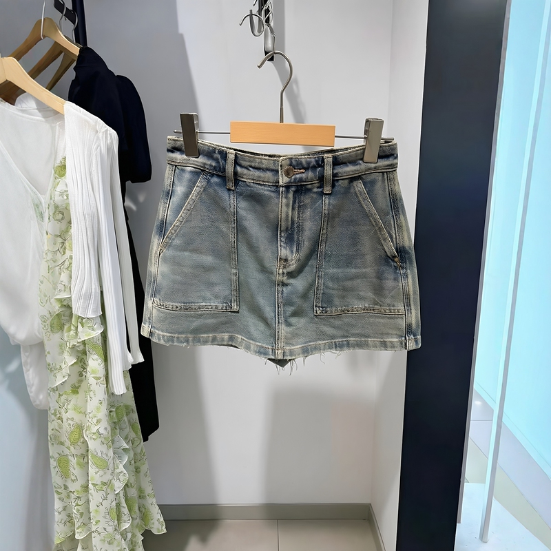 Vero Moda Women's Jeans 2026 Autumn New Style Washed Pocket Solid Color Short Skirt Pants 326343003