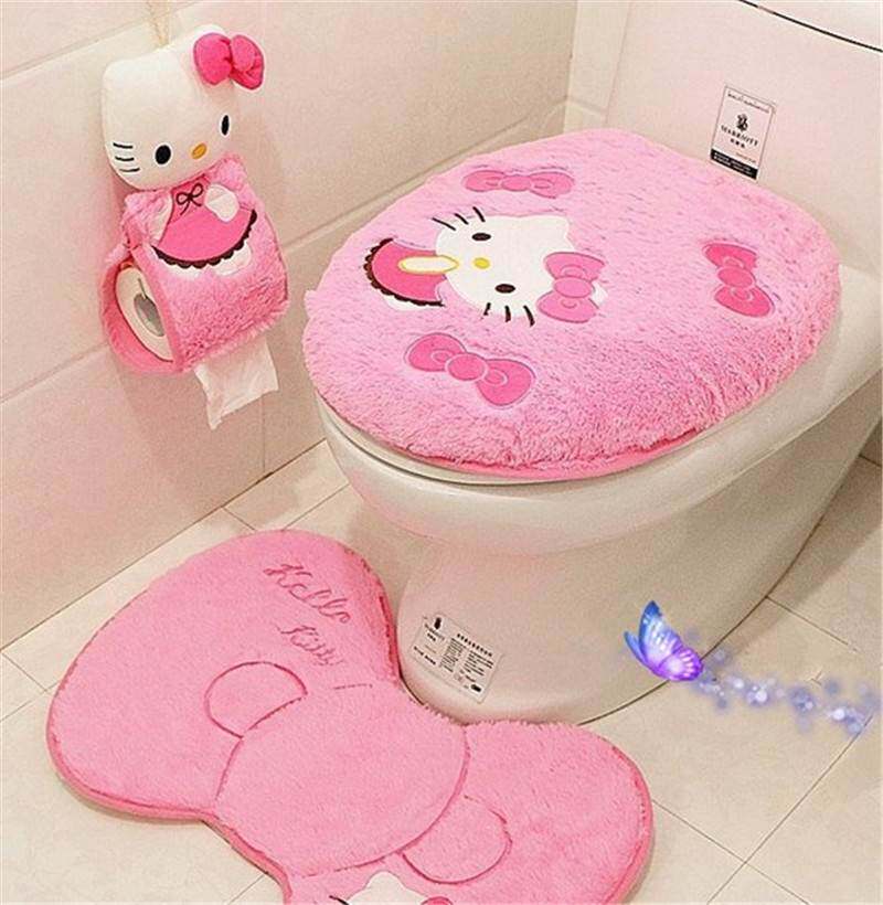 New cartoon toilet cushion suit Korean suede toilet four pieces to sit and pads a piece-Taobao