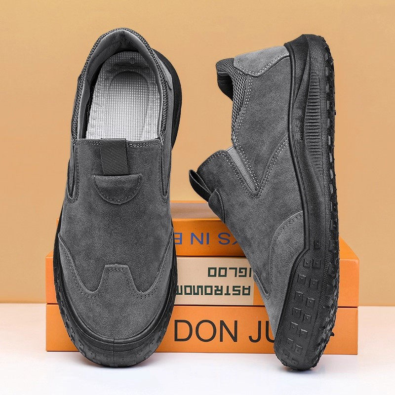 Khakifarbene Herren-Freizeitschuhe aus Wildleder zum Hineinschlüpfen | Rutschfest, bequem, strapazierfähig – ideal für Beruf und Alltag_voghion.com