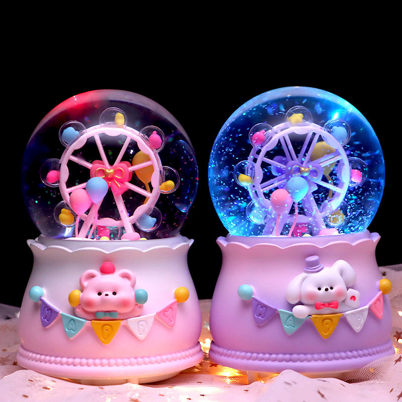 Skyscraper Water Crystal Ball Music Box Lovers Octaonic Box Swing Piece Rotating Princess Children Birthday Gifts Swing-Taobao