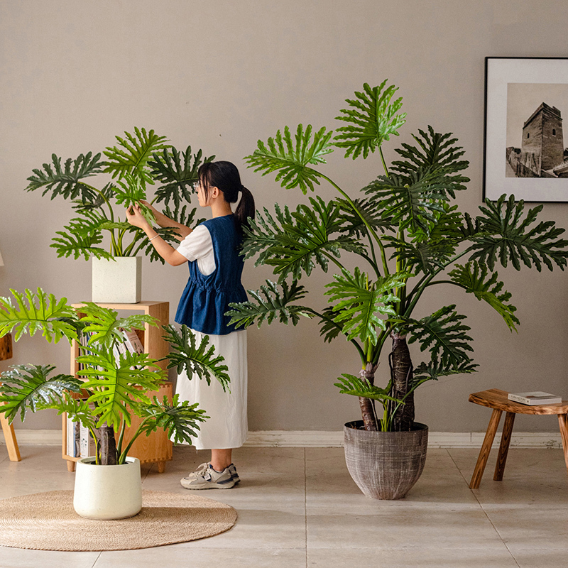 Artificial Green Plant Spring Bird Tree Potted Fake Plant Indoor Home Large Floor-Standing Landscaping Living Room Decoration Ornament Set