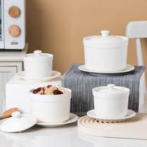 Waterproof stew pot with inner pot white ceramic stew pot hotel soup cup dessert cup tonic cup stewed egg cup birds nest cup with lid