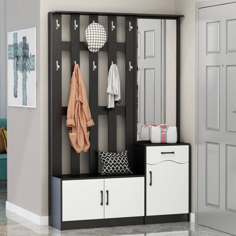 2023 new bursting shoes cabinet hanging clothes hanger integrated with mirror minimalist modern door hall cloakroom Living room Hyun Off-Taobao