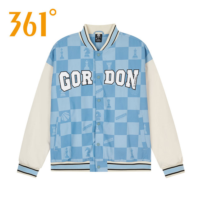 361 Baseball Wear Men's Jacket 2024 Spring New Plaid Splicing Baseball Collar Casual American Sports Jacket for Men