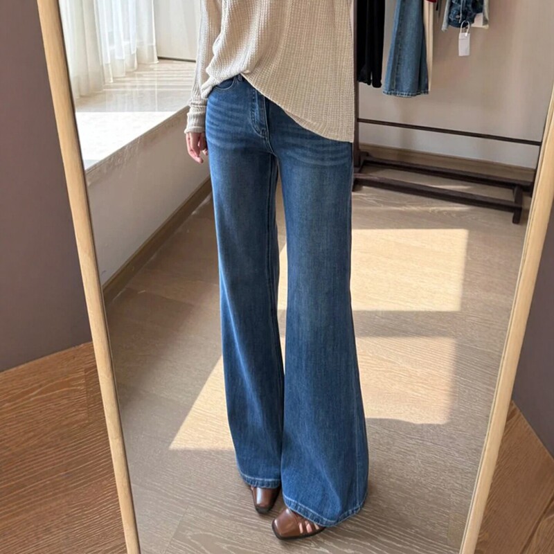 Vintage Flared Jeans for Women, 2026 Summer New Style, Trendy This Year, Plus Size, Slimming, High-Waisted, Floor-Length Bell-Bottom Pants