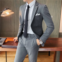 Autumn Mens Korean slim suit two-piece hair stylist trend casual suit suit suit suit groom wedding dress