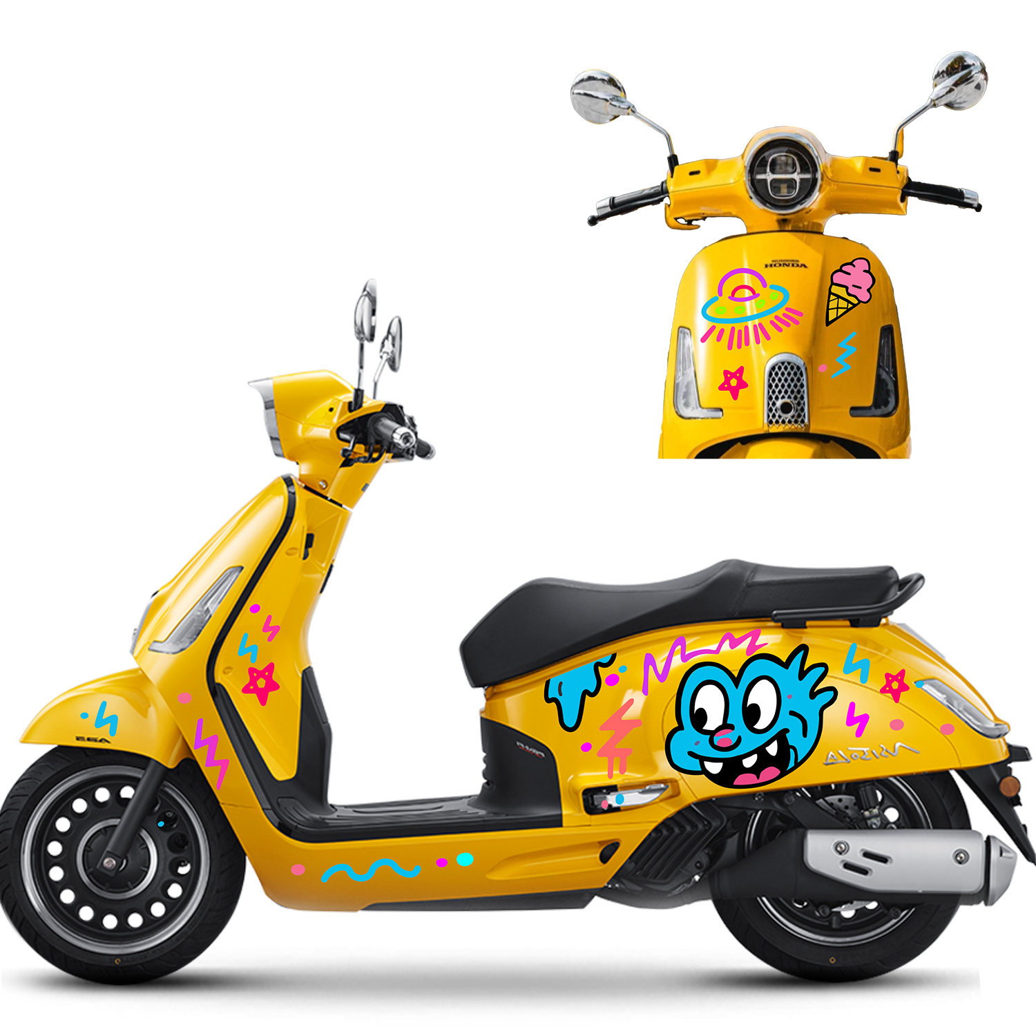 Motorcycle Decal Protective Sticker New Continent Honda Ns150La Cartoon Graffiti Decorative Sticker Body Waterproof Sticker