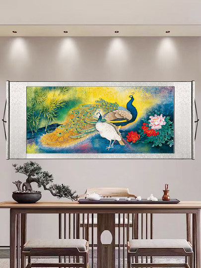 Баннер с изображением распускающихся пионов, символизирующий процветание и удачу, рулонная картина, китайская живопись для спальни, декоративная картина для прихожей, фон для дивана в гостиной.