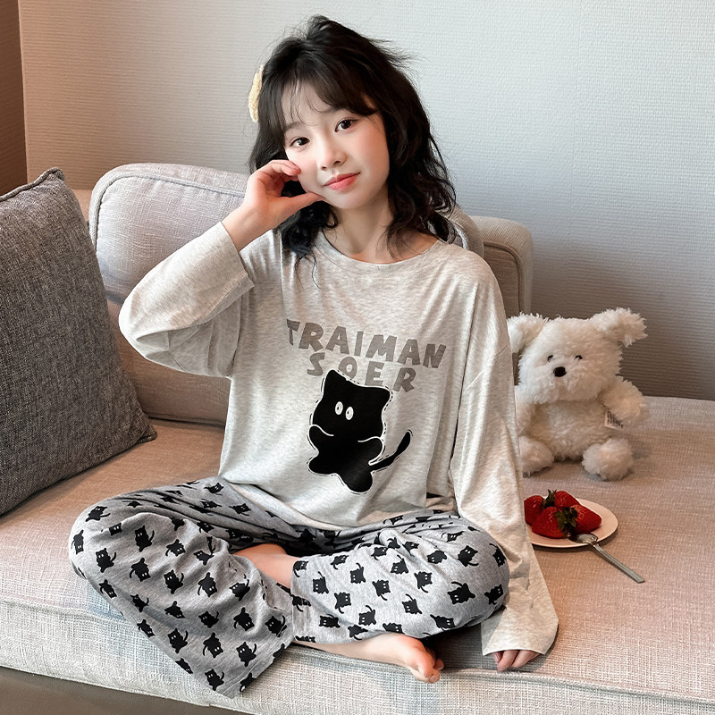 2026 New Children's Long-Sleeve Loungewear Thin Pajama Set Modal Girls' Pajamas Spring and Autumn Internet Celebrity Hot Item — 1