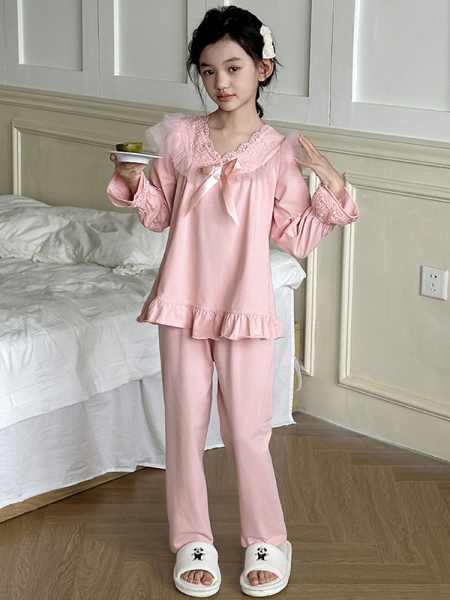 Children's Pajamas Spring and Autumn Pure Cotton 2026 New Style Big Girls' Home Wear Autumn Long-Sleeve Kids' All-Cotton Set Stylish — 5