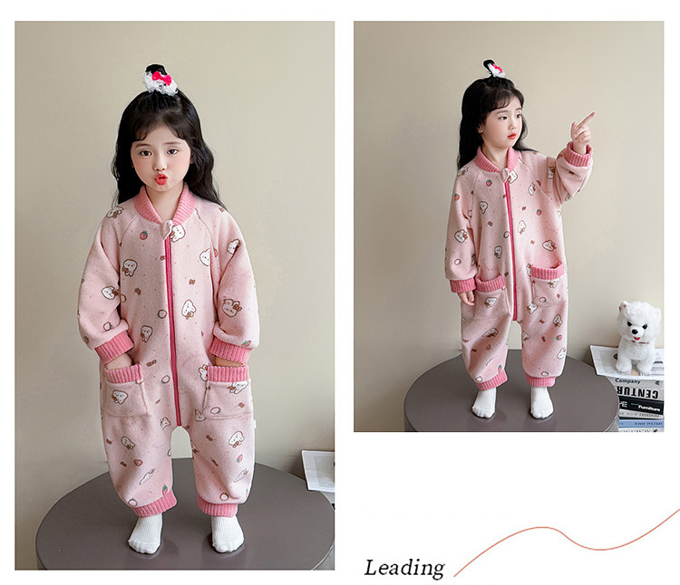 Children's One-Piece Pajamas, Autumn and Winter Fleece-Lined Girls' Flannel Home Clothes, Winter Anti-Kick Quilt, Baby Sleeping Bag — 10