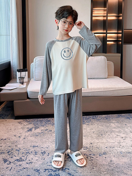 Modal Children's Pajamas for Boys, Spring and Autumn Long-Sleeve Loungewear, Thin Style, Trendy Big Boys' Summer Air-Conditioning Clothing — 4